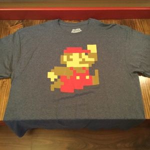 Super Mario Bros 8-Bit Jumping Mario XL Tee Gray
